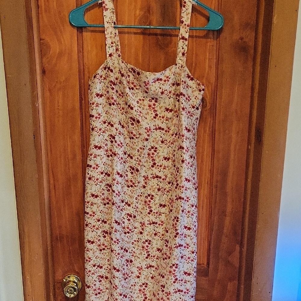 Ann Taylor Red Floral Midi Dress